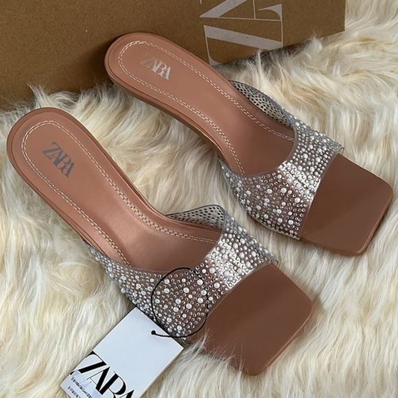 BLOGGER'S FAVE! Zara Rhinestone Heels With Beads NWT - Picture 10 of 12